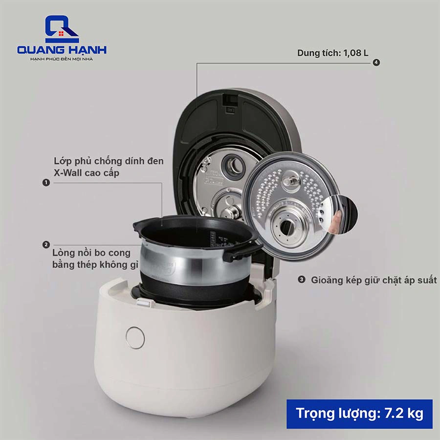 Nồi cơm điện cao tần áp suất kép CRP-NHTR0610FGW 1.08L QH247424 3
